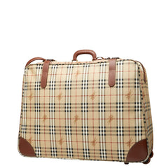 バーバリー ノバチェック シャドーホース キャリーバッグ ベージュ ブラウン PVC レザー レディース BURBERRY 【中古】
