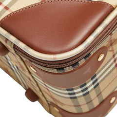 バーバリー ノバチェック シャドーホース キャリーバッグ ベージュ ブラウン PVC レザー レディース BURBERRY 【中古】