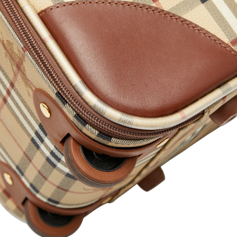 バーバリー ノバチェック シャドーホース キャリーバッグ ベージュ ブラウン PVC レザー レディース BURBERRY 【中古】