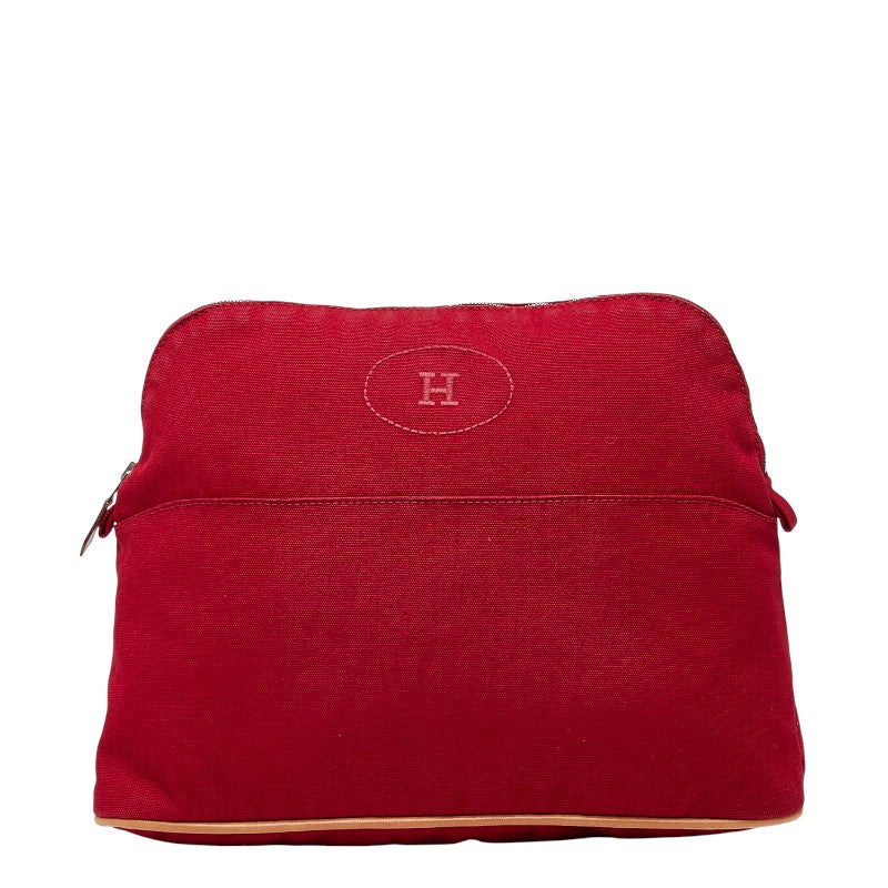 エルメス ボリードポーチGM ポーチ レッド キャンバス レザー レディース HERMES 【中古】
