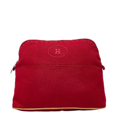 エルメス ボリードポーチGM ポーチ レッド キャンバス レザー レディース HERMES 【中古】