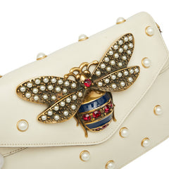 グッチ ブロードウェイ パール＆ビー チェーン ショルダーバッグ 2WAY 453778 ホワイト ゴールド レザー レディース GUCCI 【中古】