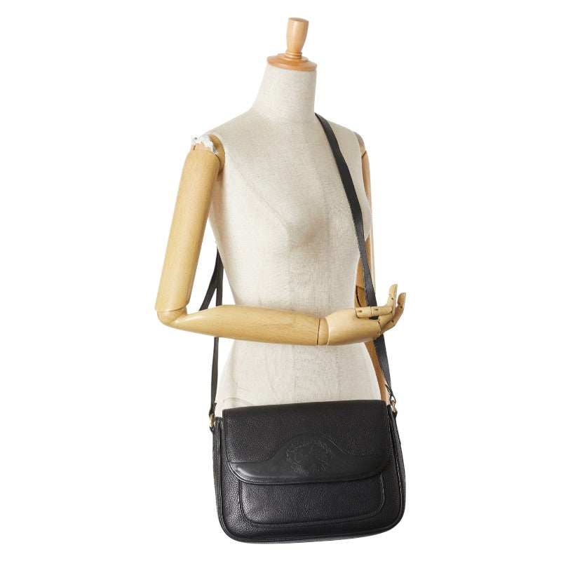 バーバリー ノバチェック シャドーホース ロゴ ショルダーバッグ ブラック レザー レディース BURBERRY 【中古】