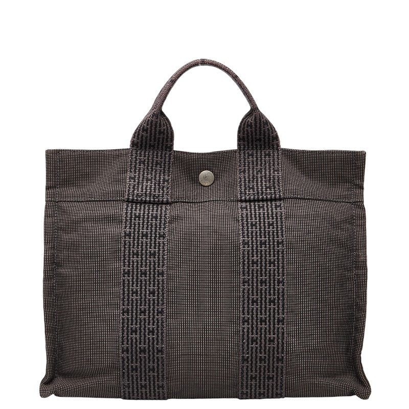 エルメス エールライン トートPM ハンドバッグ トートバッグ グレー ブラック キャンバス レディース HERMES 【中古】
