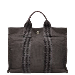 エルメス エールライン トートPM ハンドバッグ トートバッグ グレー ブラック キャンバス レディース HERMES 【中古】