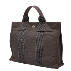 エルメス エールライン トートPM ハンドバッグ トートバッグ グレー ブラック キャンバス レディース HERMES 【中古】