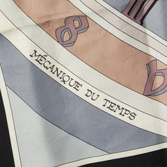 エルメス カレ90 MECANIQUE DU TEMPS 時の仕掛け スカーフ ブラック グレー マルチカラー シルク レディース HERMES 【中古】