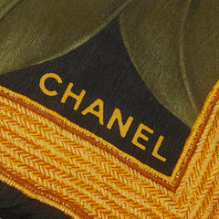 シャネル カメリア スカーフ ブラック ホワイト マルチカラー シルク レディース CHANEL 【中古】