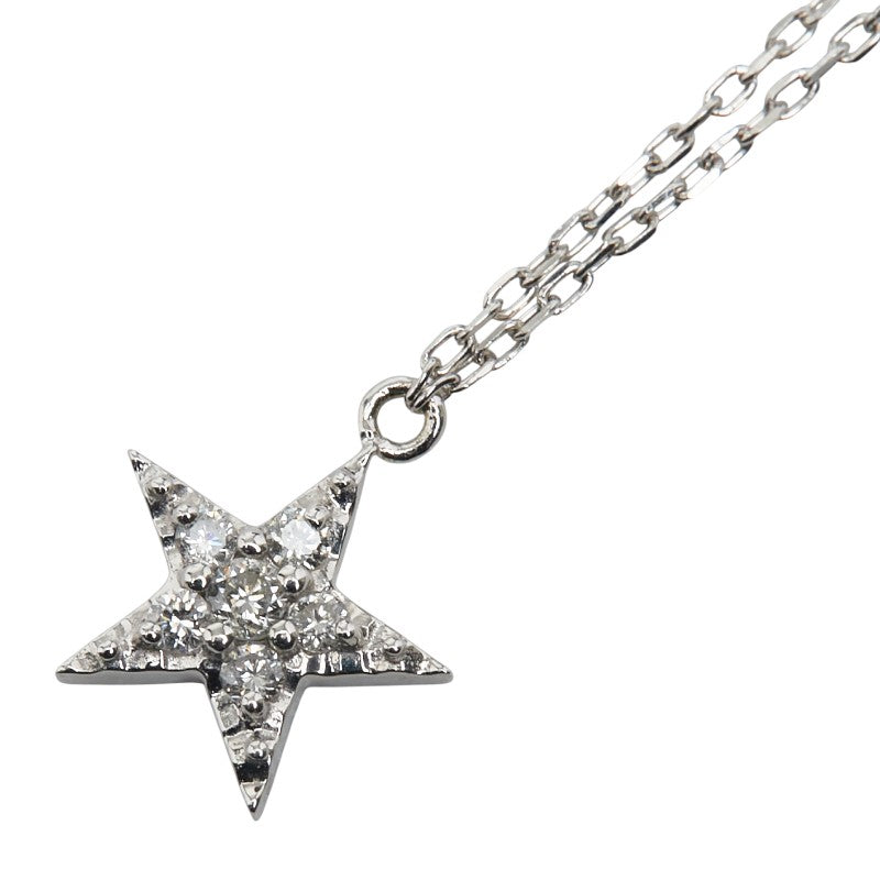 K18WG ホワイトゴールド ダイヤ0.07ct SJX 星 スター モチーフ ペンダントネックレス レディース 【中古】