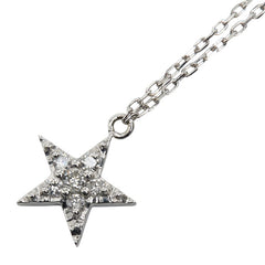 K18WG ホワイトゴールド ダイヤ0.07ct SJX 星 スター モチーフ ペンダントネックレス レディース 【中古】