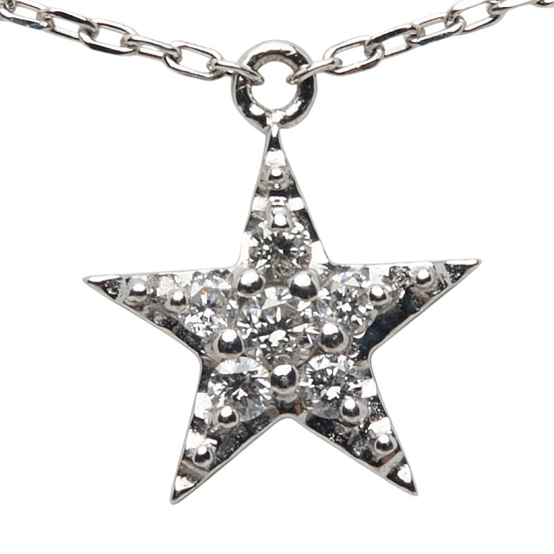 K18WG ホワイトゴールド ダイヤ0.07ct SJX 星 スター モチーフ ペンダントネックレス レディース 【中古】