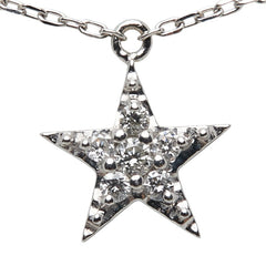 K18WG ホワイトゴールド ダイヤ0.07ct SJX 星 スター モチーフ ペンダントネックレス レディース 【中古】