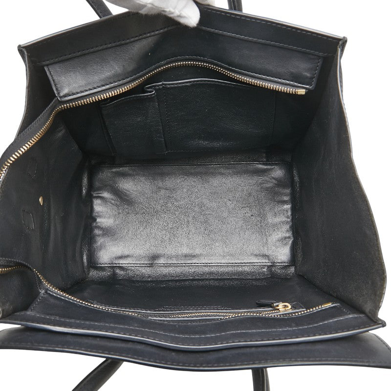 セリーヌ ラゲージ ミニショッパー ハンドバッグ ブラック レザー レディース CELINE 【中古】