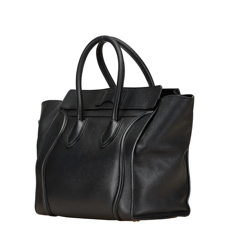 セリーヌ ラゲージ ミニショッパー ハンドバッグ ブラック レザー レディース CELINE 【中古】