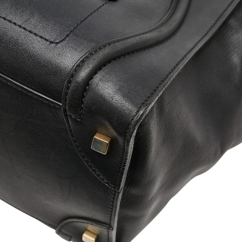 セリーヌ ラゲージ ミニショッパー ハンドバッグ ブラック レザー レディース CELINE 【中古】