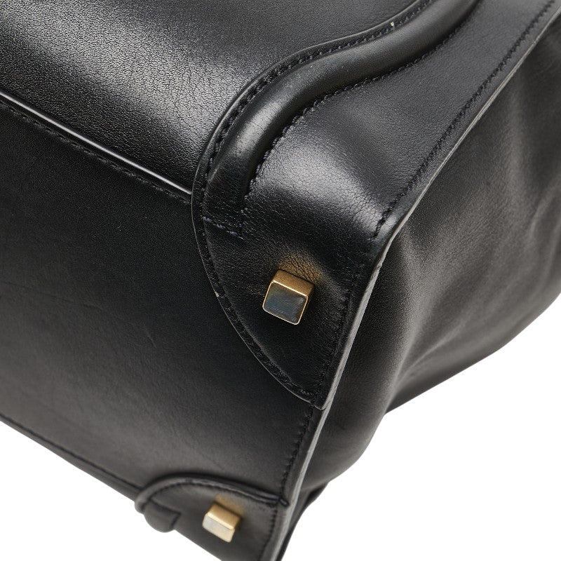 セリーヌ ラゲージ ミニショッパー ハンドバッグ ブラック レザー レディース CELINE 【中古】