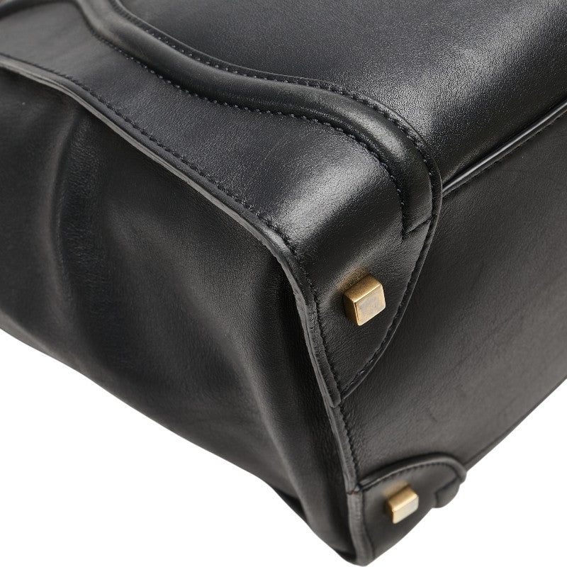 セリーヌ ラゲージ ミニショッパー ハンドバッグ ブラック レザー レディース CELINE 【中古】
