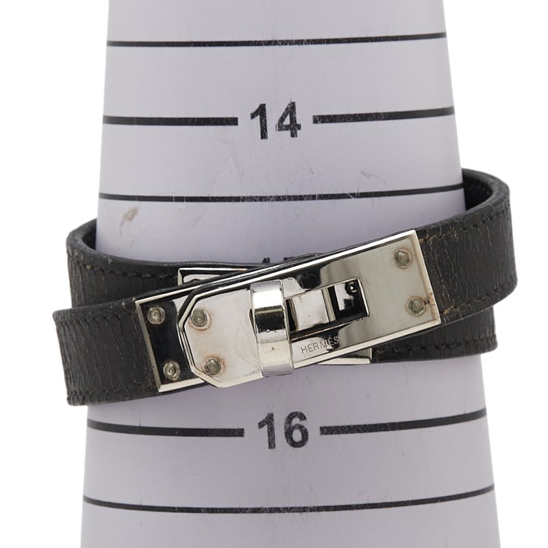 エルメス ケリー ドゥブルトゥール ブレスレット ブラック シルバー ボックスカーフ レディース HERMES 【中古】