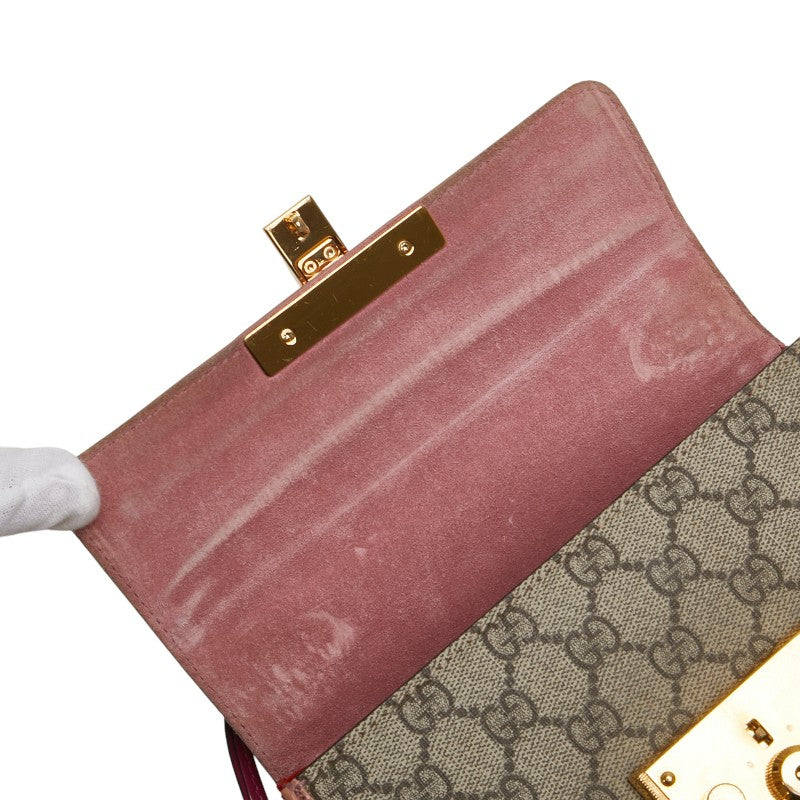 グッチ GGスプリーム ショルダーバッグ 409487 ベージュ レッド オレンジ レザー レディース GUCCI 【中古】