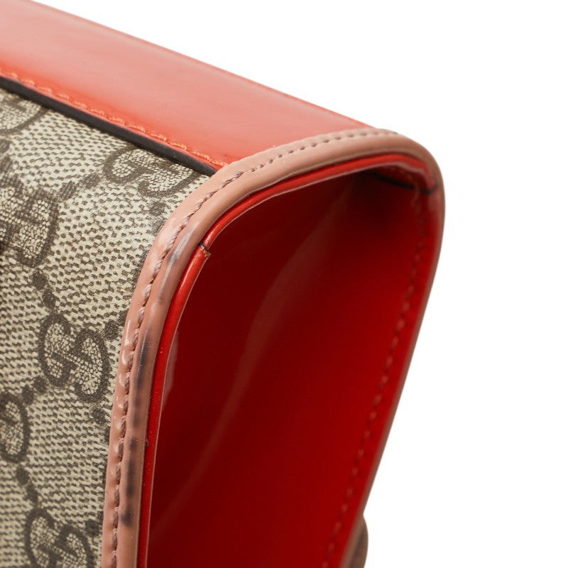 グッチ GGスプリーム ショルダーバッグ 409487 ベージュ レッド オレンジ レザー レディース GUCCI 【中古】