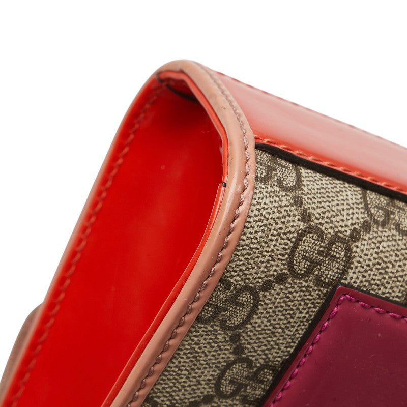 グッチ GGスプリーム ショルダーバッグ 409487 ベージュ レッド オレンジ レザー レディース GUCCI 【中古】