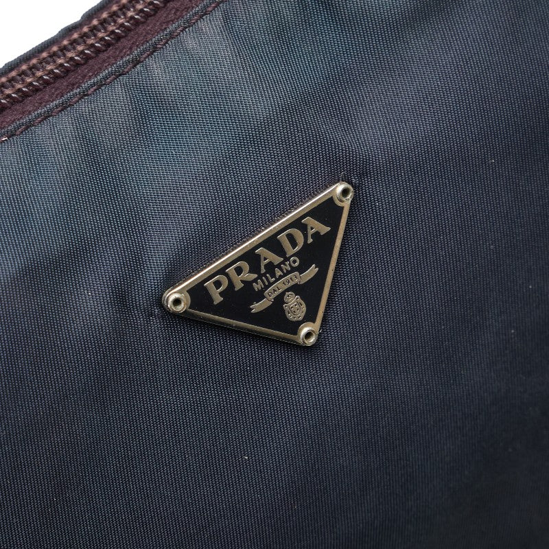 プラダ 三角ロゴプレート ハンドバッグ ネイビー ナイロン レディース PRADA 【中古】