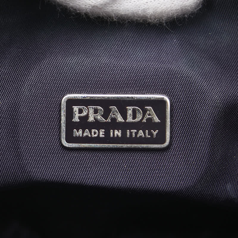 プラダ 三角ロゴプレート ハンドバッグ ネイビー ナイロン レディース PRADA 【中古】