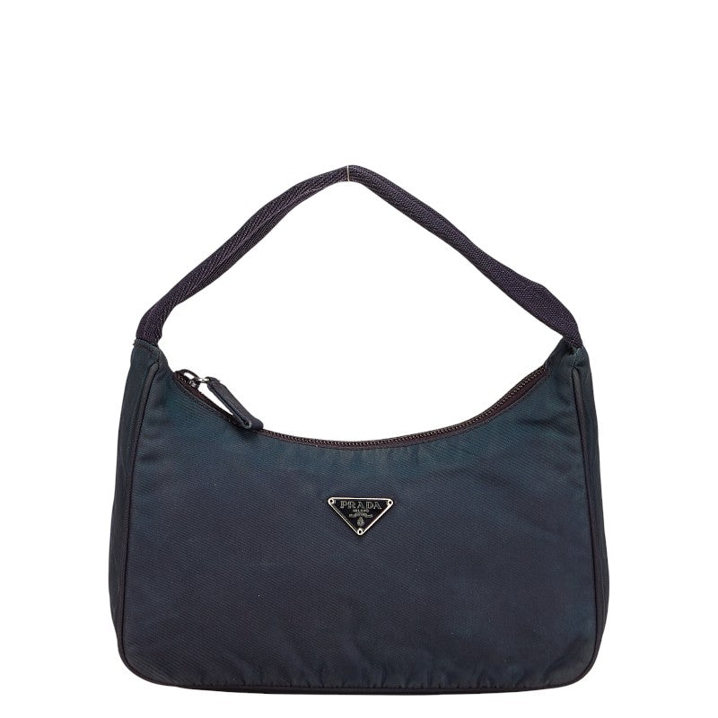 プラダ 三角ロゴプレート ハンドバッグ ネイビー ナイロン レディース PRADA 【中古】
