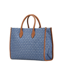 マイケルコース MKシグネチャー トートバッグ ショルダーバッグ 2WAY ブルー ブラウン キャンバス レザー レディース Michael Kors 【中古】