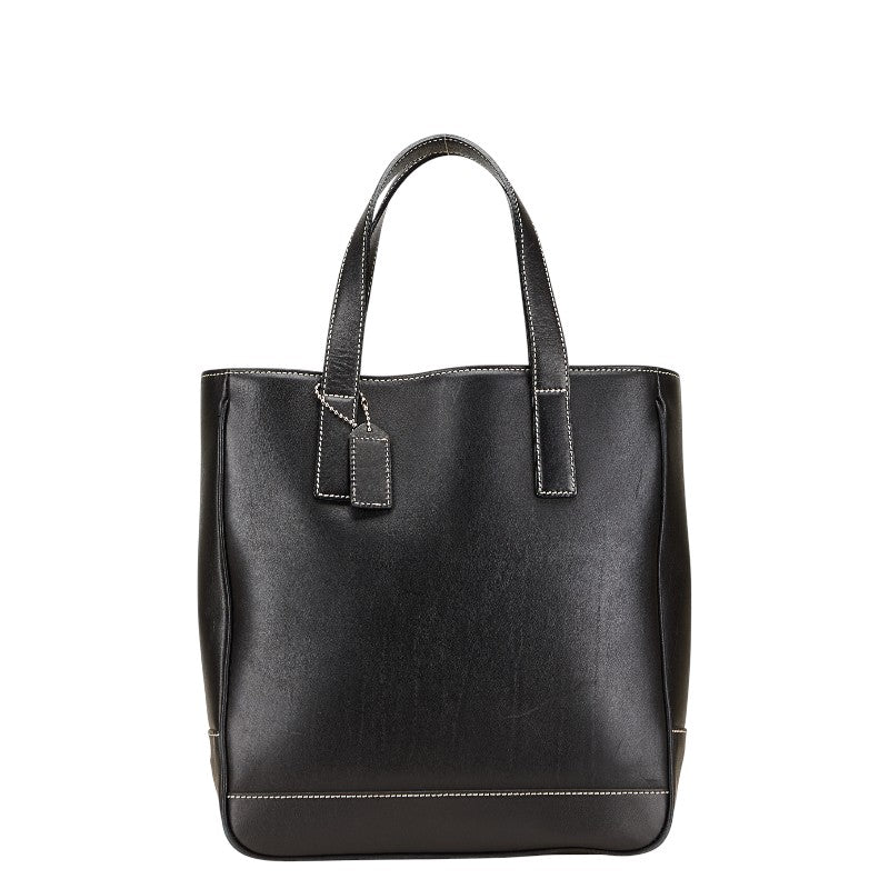 コーチ ステッチ モチーフ ハンドバッグ トートバッグ 7787 ブラック レザー レディース COACH 【中古】