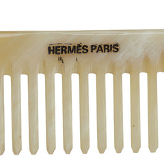 エルメス ヘアブラシ 櫛 くし コーム ベージュ バッファローホーン ボックスカーフ レディース HERMES 【中古】