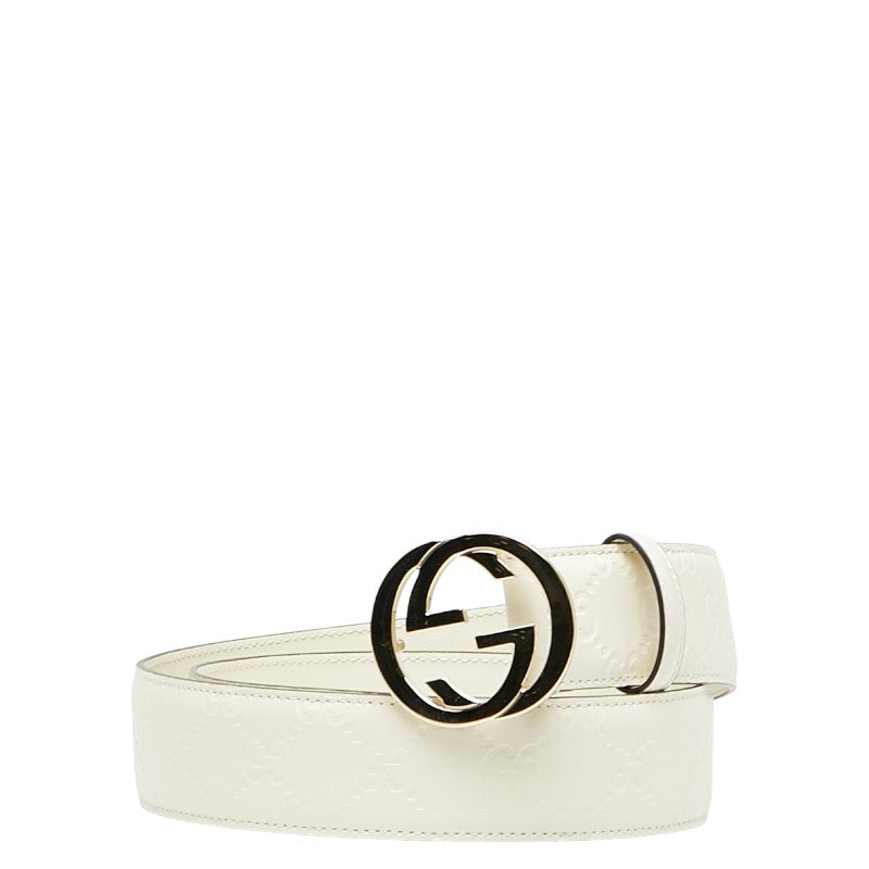 グッチ インターロッキングG ベルト サイズ：80/32 370543 ホワイト レザー レディース GUCCI 【中古】