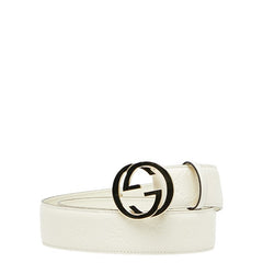 グッチ インターロッキングG ベルト サイズ：80/32 370543 ホワイト レザー レディース GUCCI 【中古】