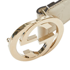 グッチ インターロッキングG ベルト サイズ：80/32 370543 ホワイト レザー レディース GUCCI 【中古】