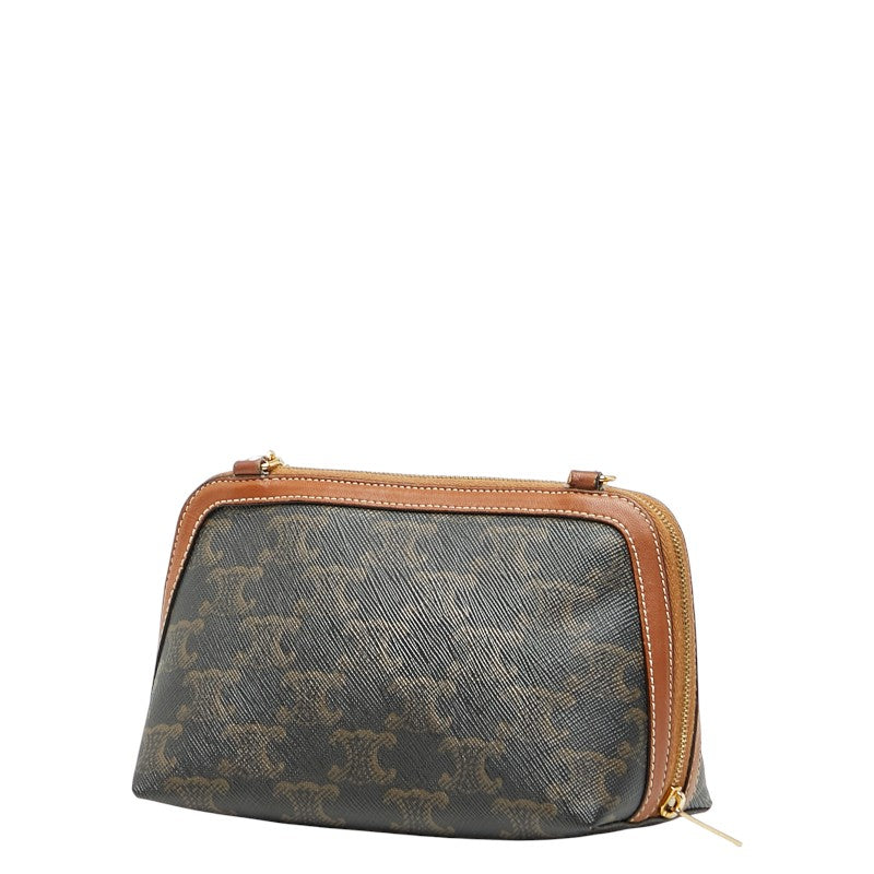セリーヌ トリオンフ ショルダーバッグ ブラック ブラウン PVC レザー レディース CELINE 【中古】