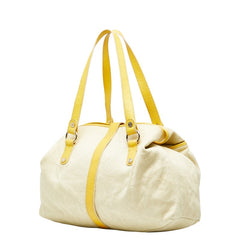 セリーヌ トートバッグ ベージュ イエロー キャンバス レザー レディース CELINE 【中古】