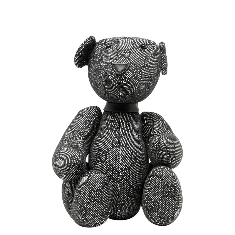 グッチ GGキャンバス テディベア クマ ぬいぐるみ ブラック コットン レザー レディース GUCCI 【中古】