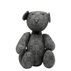 グッチ GGキャンバス テディベア クマ ぬいぐるみ ブラック コットン レザー レディース GUCCI 【中古】