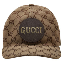 グッチ GGキャンバス ロゴ キャップ ベースボールキャップ サイズ：XXL 61cm ベージュ ブラウン キャンバス レザー メンズ GUCCI 【中古】