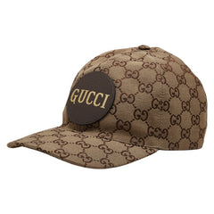 グッチ GGキャンバス ロゴ キャップ ベースボールキャップ サイズ：XXL 61cm ベージュ ブラウン キャンバス レザー メンズ GUCCI 【中古】