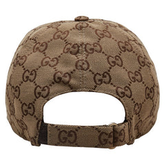 グッチ GGキャンバス ロゴ キャップ ベースボールキャップ サイズ：XXL 61cm ベージュ ブラウン キャンバス レザー メンズ GUCCI 【中古】