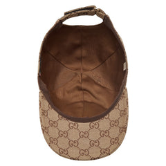 グッチ GGキャンバス ロゴ キャップ ベースボールキャップ サイズ：XXL 61cm ベージュ ブラウン キャンバス レザー メンズ GUCCI 【中古】