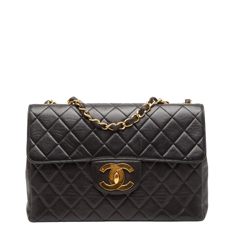 シャネル ココマーク マトラッセ チェーン ショルダーバッグ ブラック ラムスキン レディース CHANEL 【中古】