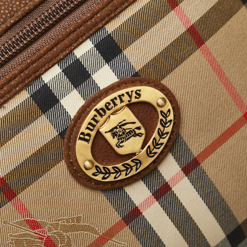 バーバリー ノバチェック シャドーホース ショルダーバッグ ブラウン キャンバス レザー レディース BURBERRY 【中古】