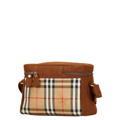 バーバリー ノバチェック シャドーホース ショルダーバッグ ブラウン キャンバス レザー レディース BURBERRY 【中古】