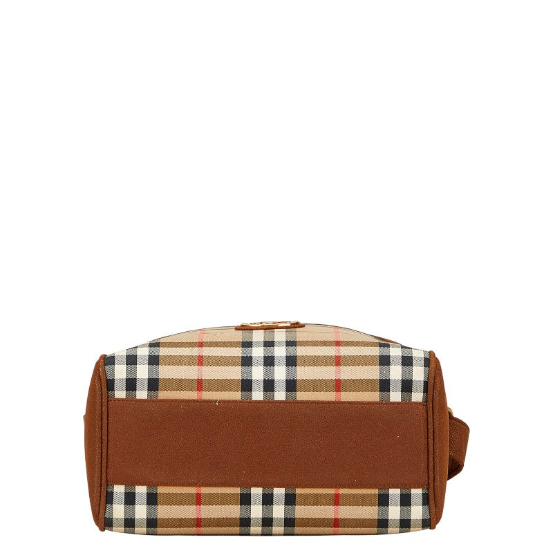 バーバリー ノバチェック シャドーホース ショルダーバッグ ブラウン キャンバス レザー レディース BURBERRY 【中古】