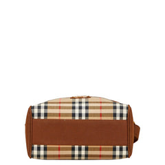 バーバリー ノバチェック シャドーホース ショルダーバッグ ブラウン キャンバス レザー レディース BURBERRY 【中古】
