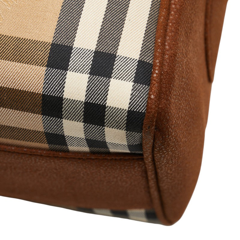 バーバリー ノバチェック シャドーホース ショルダーバッグ ブラウン キャンバス レザー レディース BURBERRY 【中古】