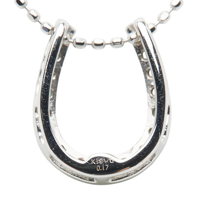 K18WG ホワイトゴールド パライバトルマリン0.17ct 馬蹄 ペンダントネックレス レディース 【中古】