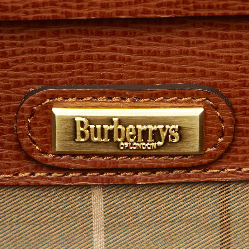 バーバリー チェック ビジネスバッグ ハンドバッグ ブラウン レザー レディース BURBERRY 【中古】
